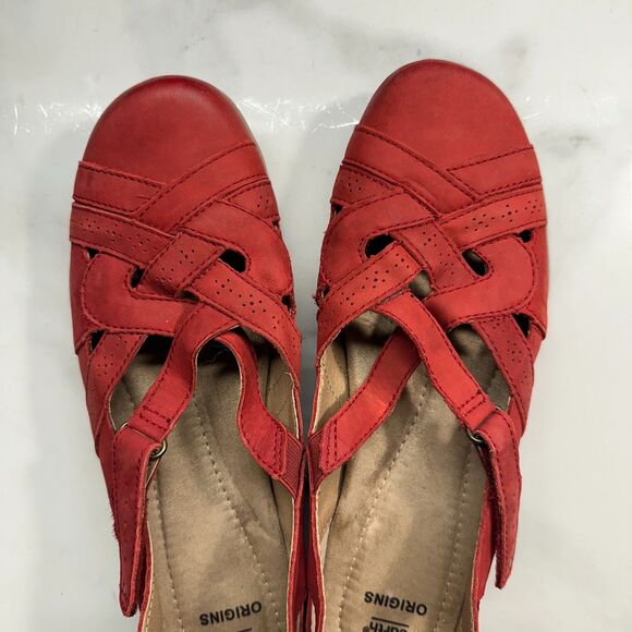 Earth Origins Rapid Teddy Red Leather Slip On Shoes, Women's Size 10 Flats - Picture 5 of 12